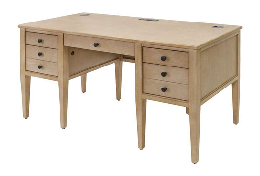Martin Furniture - Laurel - Modern Wood Half Pedestal Desk, Wood Office Desk, Writing Table, Storage Desk, Fully Assembled, Light Brown - IMLR660 veiw 2