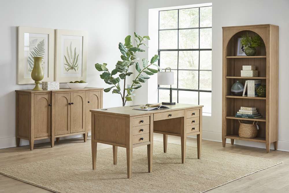 Martin Furniture - Laurel - Modern Wood Half Pedestal Desk, Wood Office Desk, Writing Table, Storage Desk, Fully Assembled, Light Brown - IMLR660 veiw 3
