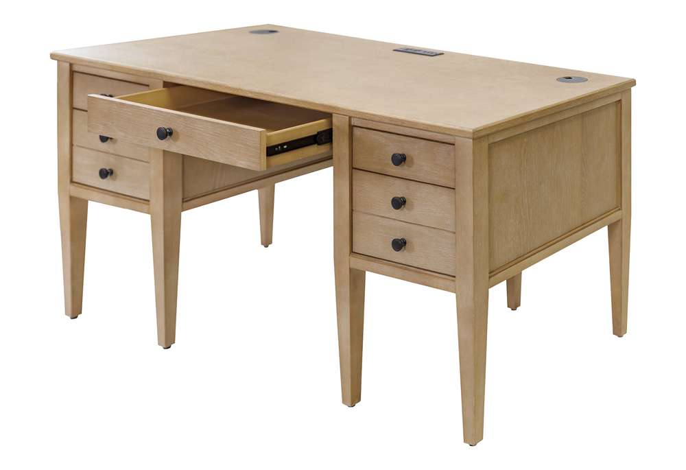 Martin Furniture - Laurel - Modern Wood Half Pedestal Desk, Wood Office Desk, Writing Table, Storage Desk, Fully Assembled, Light Brown - IMLR660 veiw 10