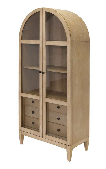 Martin Furniture - Laurel - Modern Wood Arched Display Cabinet/Bookcase, Office Shelving, Storage Cabinet, Fully Assembled, Light Brown - IMLR3678D veiw 3