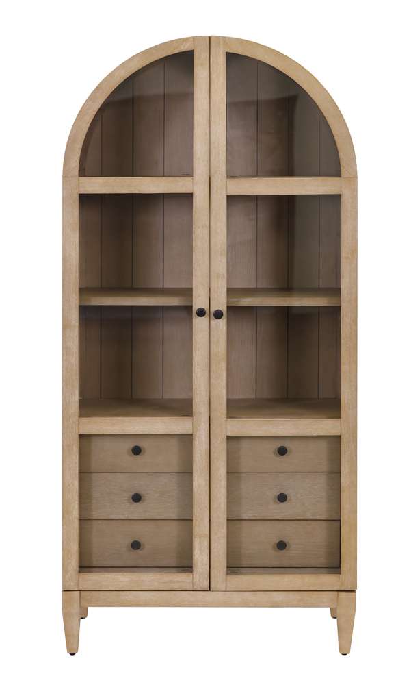 Martin Furniture - Laurel - Modern Wood Arched Display Cabinet/Bookcase, Office Shelving, Storage Cabinet, Fully Assembled, Light Brown - IMLR3678D veiw 4