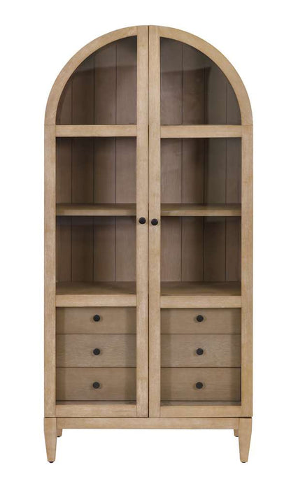 Martin Furniture - Laurel - Modern Wood Arched Display Cabinet/Bookcase, Office Shelving, Storage Cabinet, Fully Assembled, Light Brown - IMLR3678D veiw 4