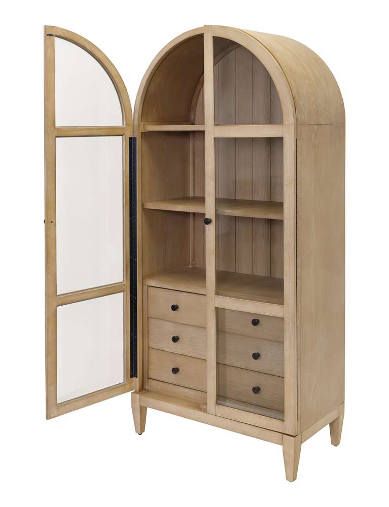 Martin Furniture - Laurel - Modern Wood Arched Display Cabinet/Bookcase, Office Shelving, Storage Cabinet, Fully Assembled, Light Brown - IMLR3678D veiw 5