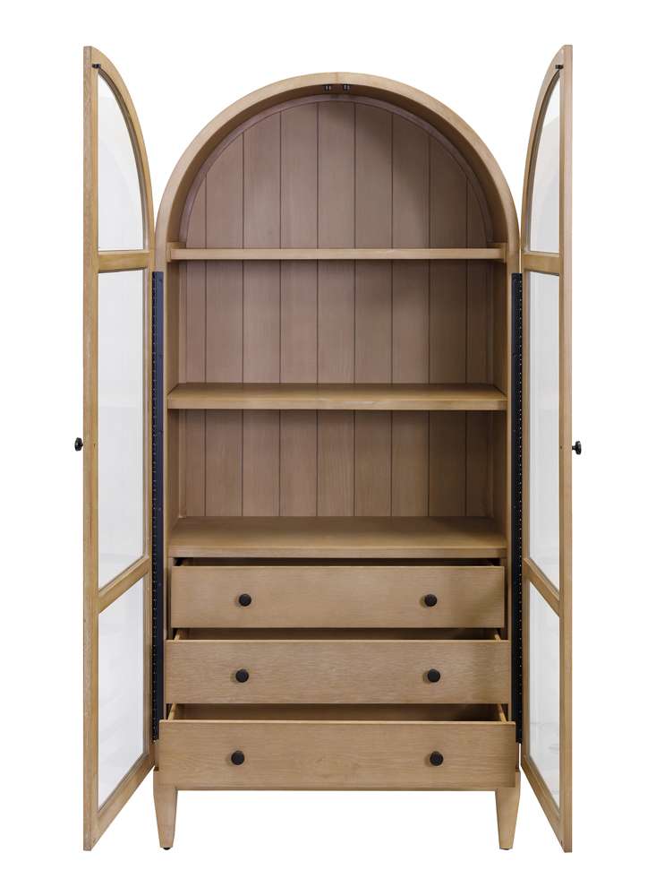 Martin Furniture - Laurel - Modern Wood Arched Display Cabinet/Bookcase, Office Shelving, Storage Cabinet, Fully Assembled, Light Brown - IMLR3678D veiw 8