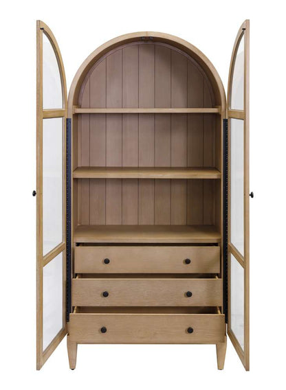 Martin Furniture - Laurel - Modern Wood Arched Display Cabinet/Bookcase, Office Shelving, Storage Cabinet, Fully Assembled, Light Brown - IMLR3678D veiw 8