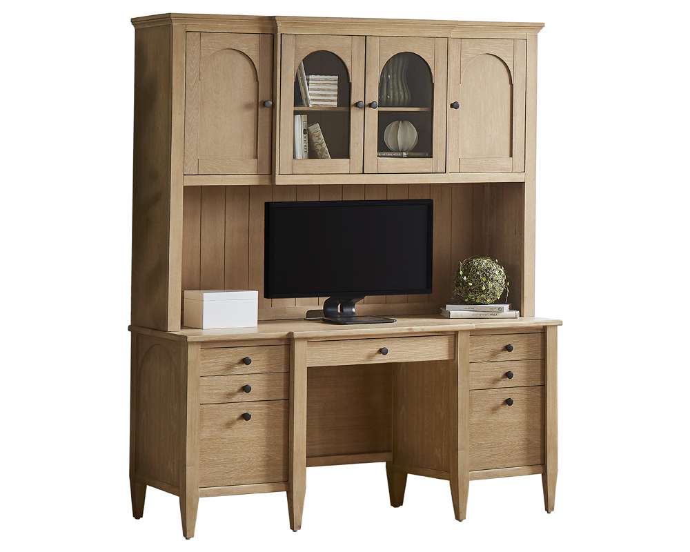 Martin Furniture - Laurel - Modern Wood Credenza and Hutch, Wood Office Desk and Storage Hutch, Light Brown - IMLR682-689KIT veiw 1