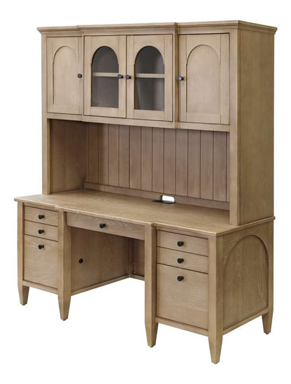 Martin Furniture - Laurel - Modern Wood Credenza and Hutch, Wood Office Desk and Storage Hutch, Light Brown - IMLR682-689KIT veiw 3