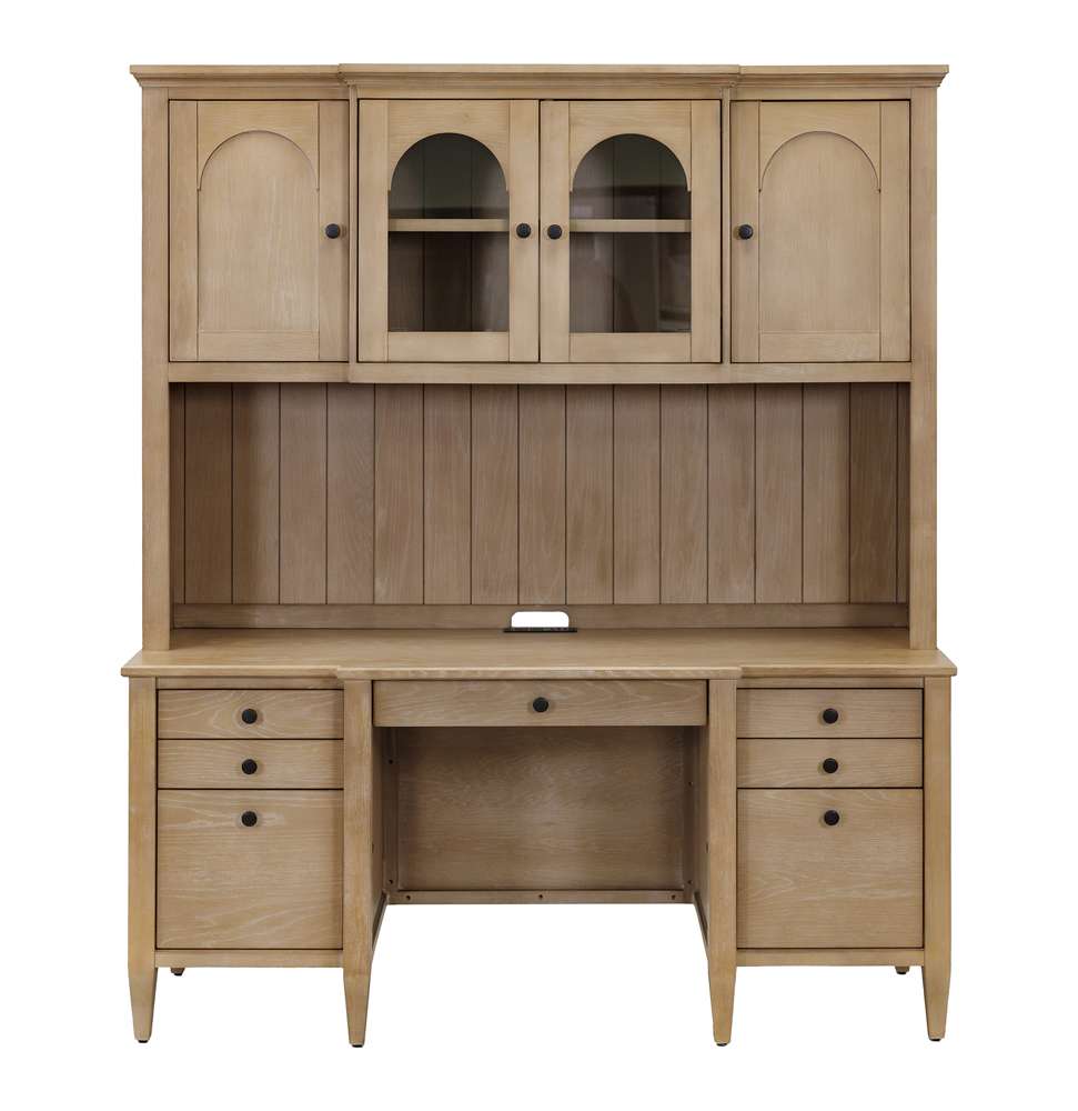 Martin Furniture - Laurel - Modern Wood Credenza and Hutch, Wood Office Desk and Storage Hutch, Light Brown - IMLR682-689KIT veiw 4