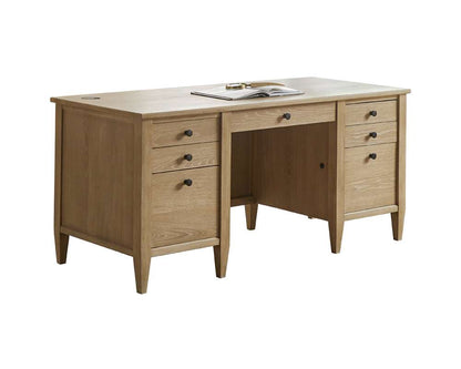 Martin Furniture - Laurel - Modern Wood Double Pedestal Desk, Wood Office Desk, Writing Table, Storage Desk, Fully Assembled, Light Brown - IMLR680 veiw 2