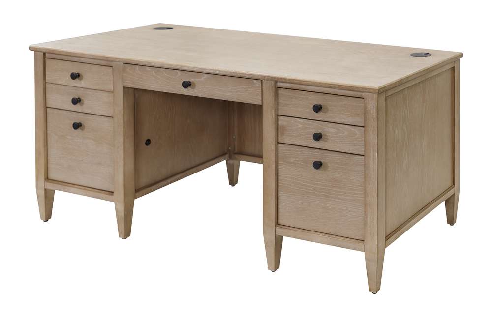 Martin Furniture - Laurel - Modern Wood Double Pedestal Desk, Wood Office Desk, Writing Table, Storage Desk, Fully Assembled, Light Brown - IMLR680 veiw 3