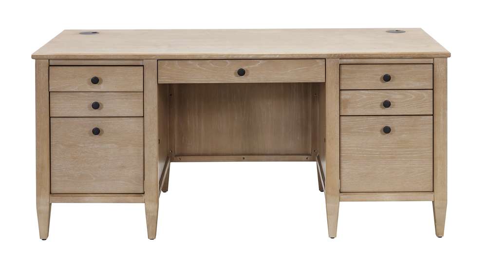 Martin Furniture - Laurel - Modern Wood Double Pedestal Desk, Wood Office Desk, Writing Table, Storage Desk, Fully Assembled, Light Brown - IMLR680 veiw 4