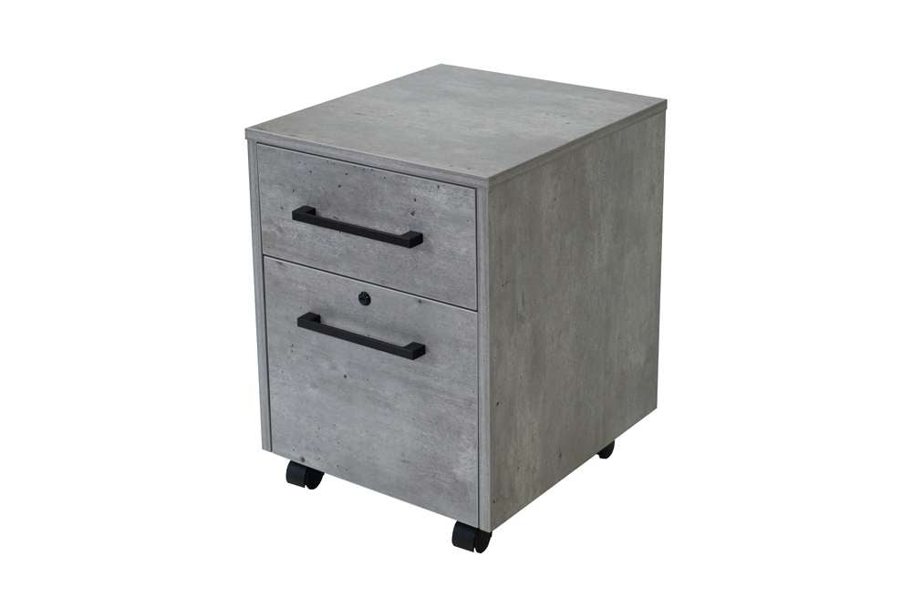 Martin Furniture- Mason- Modern Two Drawer Wood Laminate File Cabinet, Office Storage Drawers, Fully Assembled, Concrete Gray -MNC202 view 2