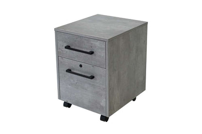 Martin Furniture- Mason- Modern Two Drawer Wood Laminate File Cabinet, Office Storage Drawers, Fully Assembled, Concrete Gray -MNC202 view 2
