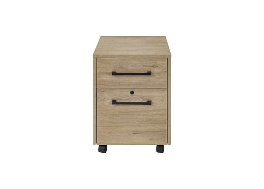 Martin Furniture- Mason- Modern Two Drawer Wood Laminate File Cabinet, Office Storage Drawers, Fully Assembled, Light Brown -MNM202 view 2