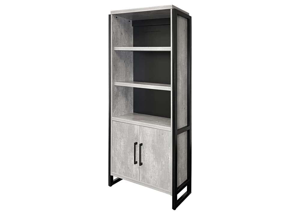 Martin Furniture- Mason- Modern Wood Laminate Bookcase With Doors, Bookcase Shelves, Office Storage Unit, Fully Assembled, Concrete Gray -MNC3678D view 1