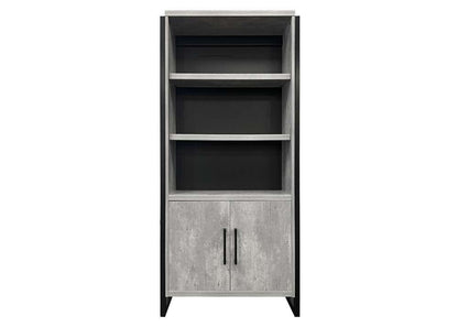 Martin Furniture- Mason- Modern Wood Laminate Bookcase With Doors, Bookcase Shelves, Office Storage Unit, Fully Assembled, Concrete Gray -MNC3678D view 2