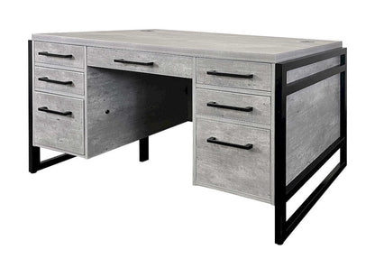 Martin Furniture - Mason - Modern Wood Laminate Double Pedestal Executive Desk, Writing Table, Office Desk With Drawers, Concrete Gray - IMMN680C view 1
