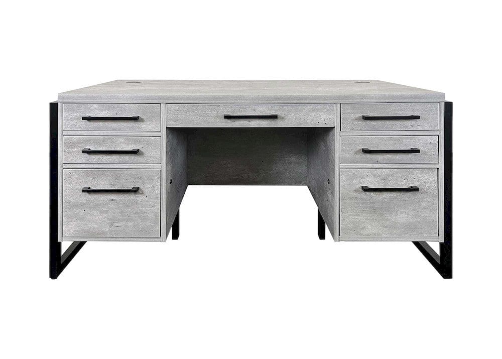 Martin Furniture - Mason - Modern Wood Laminate Double Pedestal Executive Desk, Writing Table, Office Desk With Drawers, Concrete Gray - IMMN680C view 2