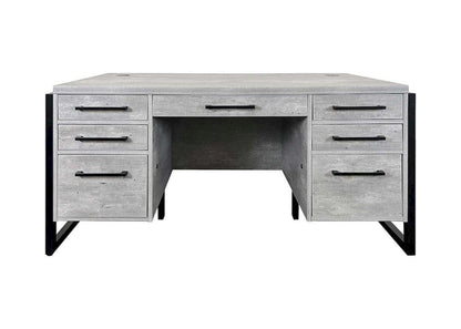 Martin Furniture - Mason - Modern Wood Laminate Double Pedestal Executive Desk, Writing Table, Office Desk With Drawers, Concrete Gray - IMMN680C view 2