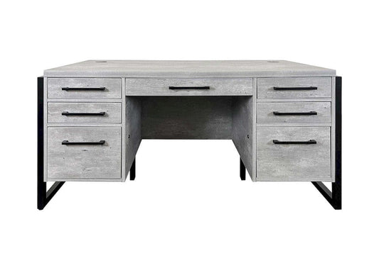 Martin Furniture - Mason - Modern Wood Laminate Double Pedestal Executive Desk, Writing Table, Office Desk With Drawers, Concrete Gray - IMMN680C view 2