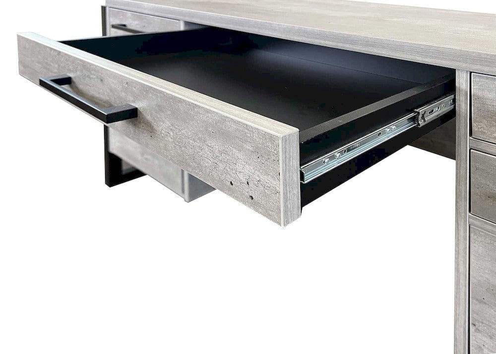 Martin Furniture - Mason - Modern Wood Laminate Double Pedestal Executive Desk, Writing Table, Office Desk With Drawers, Concrete Gray - IMMN680C view 3