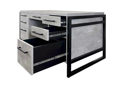 Martin Furniture - Mason - Modern Wood Laminate Double Pedestal Executive Desk, Writing Table, Office Desk With Drawers, Concrete Gray - IMMN680C view 4