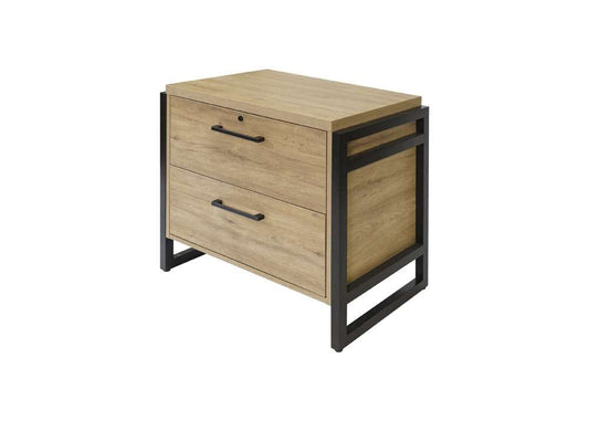 Martin Furniture- Mason- Modern Wood Laminate Lateral File Drawer, Office Storage, Locking File Cabinet, Fully Assembled, Light Brown -MNM450 view 1
