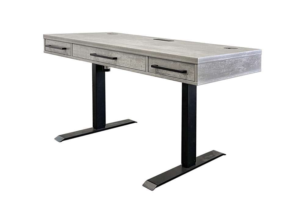Martin Furniture- Mason- Modern Wood Laminate Office Electronic Sit/Stand Desk, Writing Table, Adjustable Desk With Drawers, Concrete Gray -MNC384T-KIT view 1