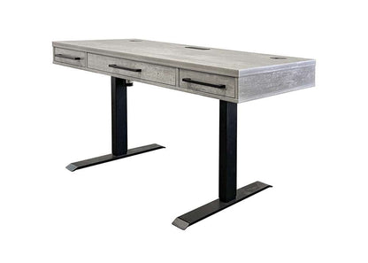 Martin Furniture- Mason- Modern Wood Laminate Office Electronic Sit/Stand Desk, Writing Table, Adjustable Desk With Drawers, Concrete Gray -MNC384T-KIT view 1