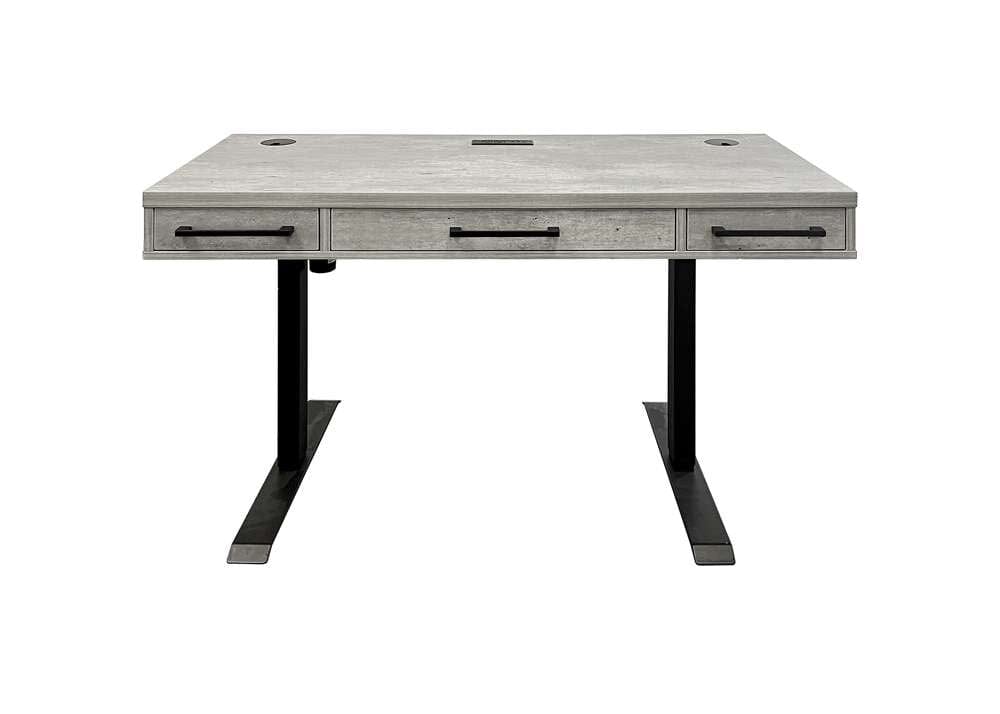 Martin Furniture- Mason- Modern Wood Laminate Office Electronic Sit/Stand Desk, Writing Table, Adjustable Desk With Drawers, Concrete Gray -MNC384T-KIT view 2