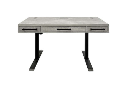 Martin Furniture- Mason- Modern Wood Laminate Office Electronic Sit/Stand Desk, Writing Table, Adjustable Desk With Drawers, Concrete Gray -MNC384T-KIT view 2