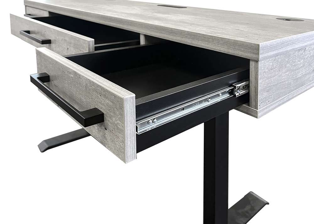 Martin Furniture- Mason- Modern Wood Laminate Office Electronic Sit/Stand Desk, Writing Table, Adjustable Desk With Drawers, Concrete Gray -MNC384T-KIT view 4