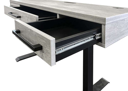 Martin Furniture- Mason- Modern Wood Laminate Office Electronic Sit/Stand Desk, Writing Table, Adjustable Desk With Drawers, Concrete Gray -MNC384T-KIT view 4