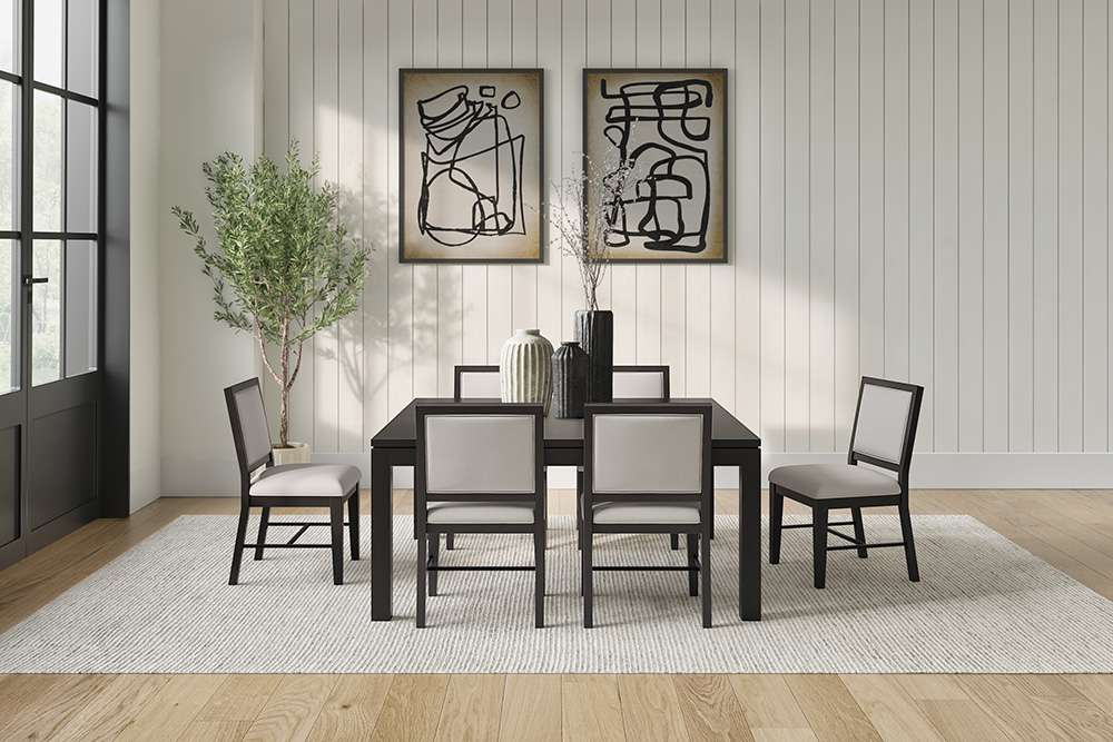 Martin Furniture - Montclair - Modern Wood Rectangular Extension Kitchen Dining Table and Six Chairs, Black - IMMO7240KIT7 veiw 1