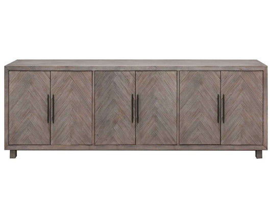 Martin Furniture- Palisades- 90in Six Door TV Console, Entertainment Stand, Wood Accent Cabinet, Fully Assembled, Gray  -IMPA390 veiw 1