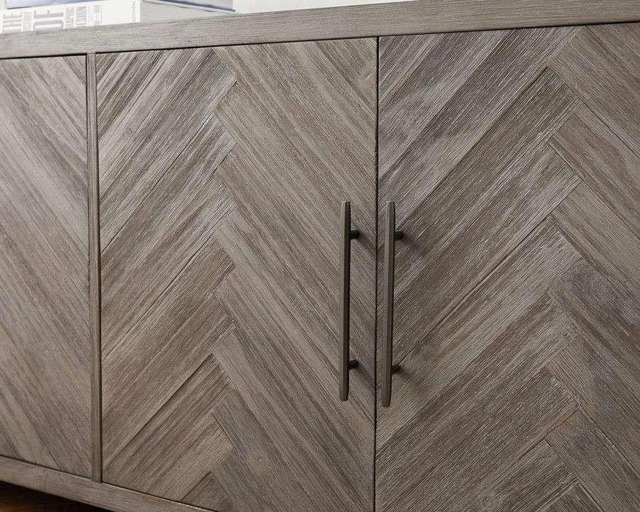 Martin Furniture- Palisades- 90in Six Door TV Console, Entertainment Stand, Wood Accent Cabinet, Fully Assembled, Gray  -IMPA390 veiw 4
