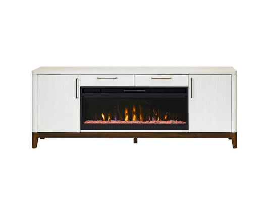 Martin Furniture - Pomona - 80" Wood Laminate Fireplace Console, Entertainment Storage, TV Stand, Fully Assembled, White - IMPO380FP view 1