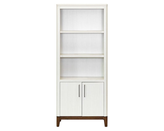 Martin Furniture - Pomona - Contemporary Laminate Wood Bookcase with doors, Office Shelving, Storage Cabinet, Fully Assembled, White - IMPO3278D view 1