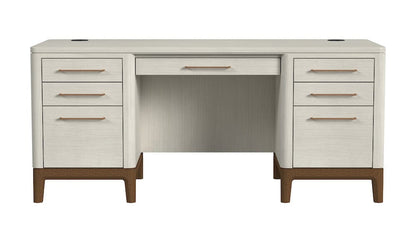 Martin Furniture - Pomona - Contemporary Laminate Wood Double Pedestal Executive Desk, Writing Table, Office Desk, Fully Assembled, White - IMPO680 view 1