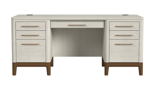 Martin Furniture - Pomona - Contemporary Laminate Wood Double Pedestal Executive Desk, Writing Table, Office Desk, Fully Assembled, White - IMPO680 view 1