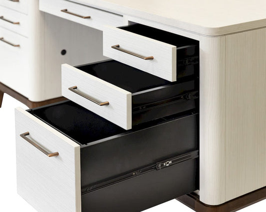 Martin Furniture - Pomona - Contemporary Laminate Wood Double Pedestal Executive Desk, Writing Table, Office Desk, Fully Assembled, White - IMPO680 view 2