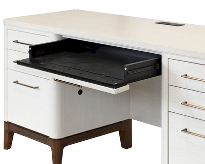 Martin Furniture - Pomona - Contemporary Laminate Wood Double Pedestal Executive Desk, Writing Table, Office Desk, Fully Assembled, White - IMPO680 view 6