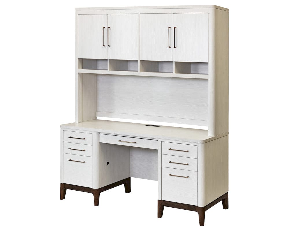 Martin Furniture - Pomona - Contemporary Laminate Wood Office Desk & Hutch, Writing Table, Storage Credenza & Cabinet, White - IMPO682-689KIT view 1