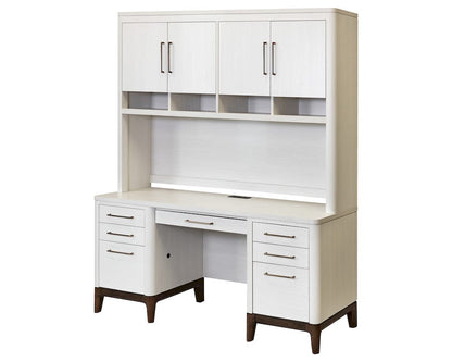 Martin Furniture - Pomona - Contemporary Laminate Wood Office Desk & Hutch, Writing Table, Storage Credenza & Cabinet, White - IMPO682-689KIT view 1