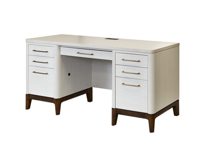 Martin Furniture - Pomona - Contemporary Laminate Wood Office Desk, Writing Table, Storage Credenza, White - IMPO689 view 1