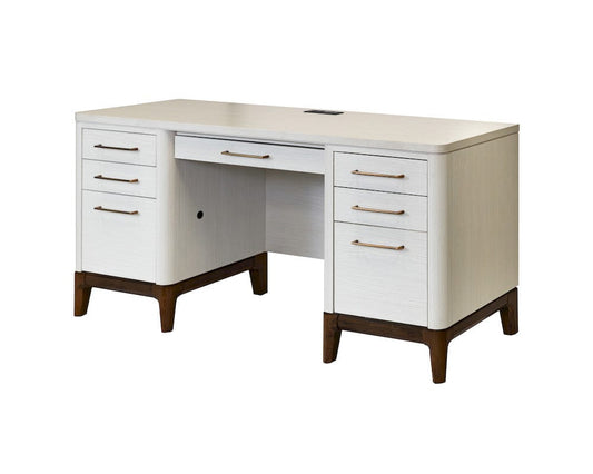 Martin Furniture - Pomona - Contemporary Laminate Wood Office Desk, Writing Table, Storage Credenza, White - IMPO689 view 1