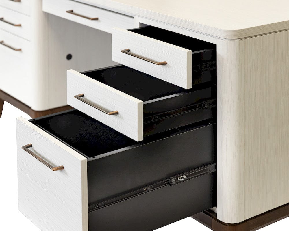 Martin Furniture - Pomona - Contemporary Laminate Wood Office Desk, Writing Table, Storage Credenza, White - IMPO689 view 3