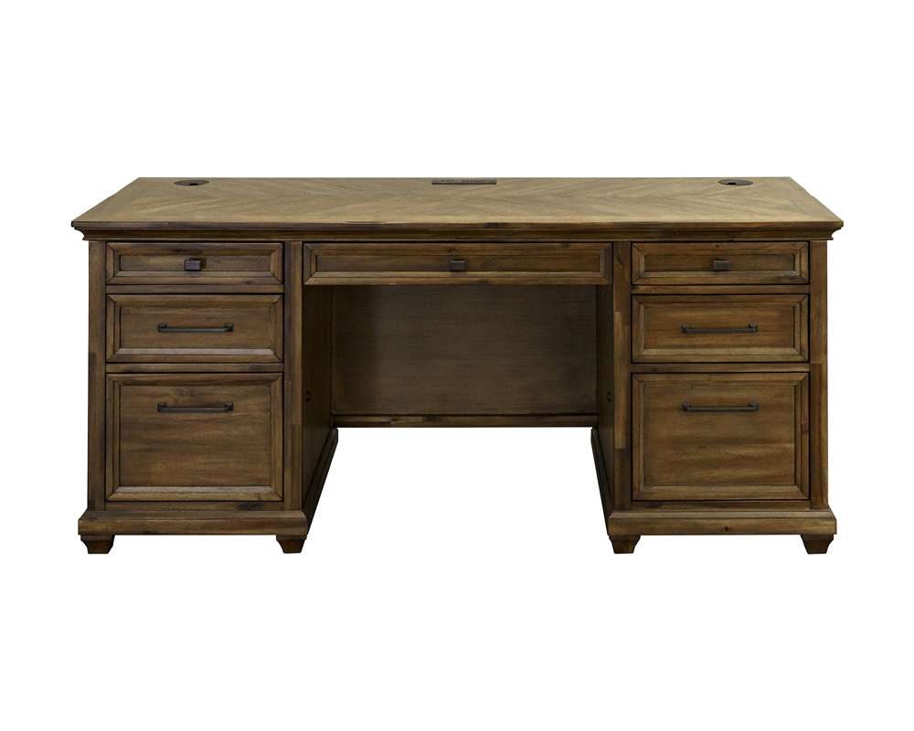 Martin Furniture - Porter - Traditional Credenza, Wood Office Desk, Writing Table, Storage Desk, Brown - IMPR689 veiw 1