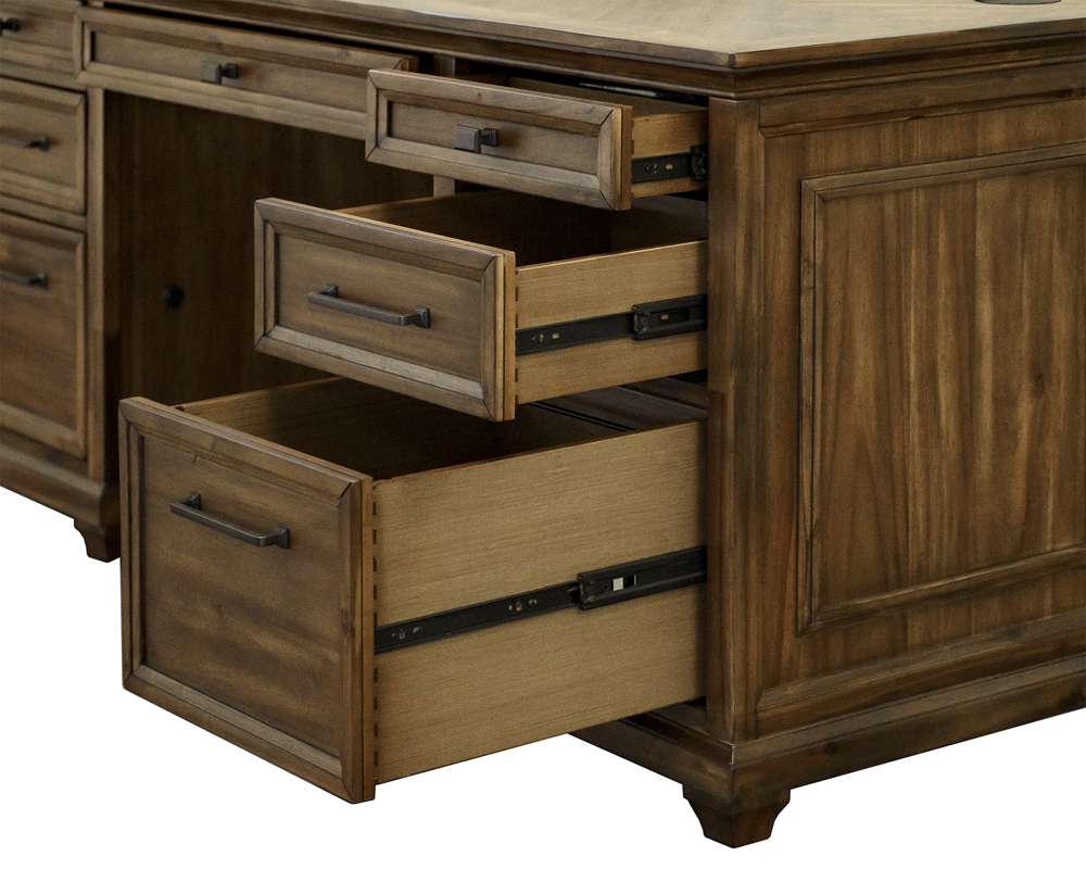Martin Furniture - Porter - Traditional Credenza, Wood Office Desk, Writing Table, Storage Desk, Brown - IMPR689 veiw 6