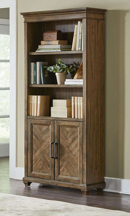 Martin Furniture - Porter - Traditional Wood Bookcase With Doors, Office Shelving, Storage Cabinet, Fully Assembled, Brown - IMPR3474D veiw 1